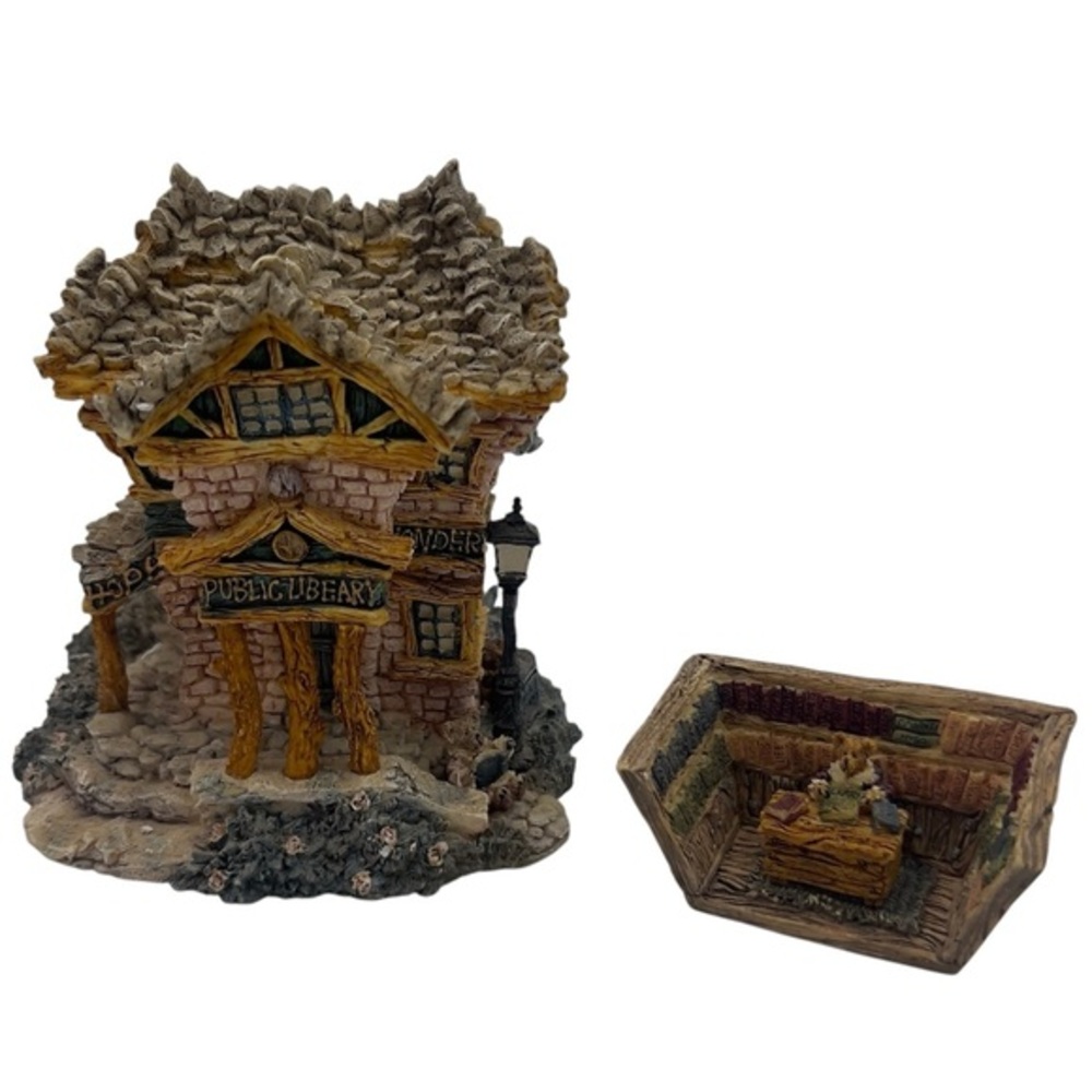 Boyds Bears Bearly-Built Villages The Public Libeary Figurine Box Certificate